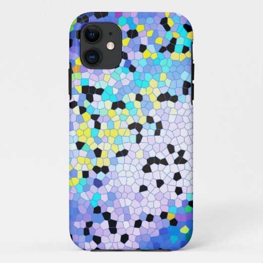 Paarse Periwinkle Blauwe & Zwarte Mozaïek Patroon Case-Mate iPhone Case (Achterkant)