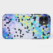 Paarse Periwinkle Blauwe & Zwarte Mozaïek Patroon Case-Mate iPhone Case (Achterkant (horizontaal))