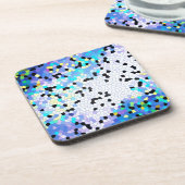 Paarse Periwinkle Blue en Black Mosaic Pattern Onderzetter (Linkerzijde)
