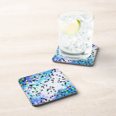 Paarse Periwinkle Blue en Black Mosaic Pattern Onderzetter (Rechterzijde)