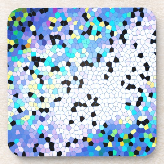 Paarse Periwinkle Blue en Black Mosaic Pattern Onderzetter (Voorkant)