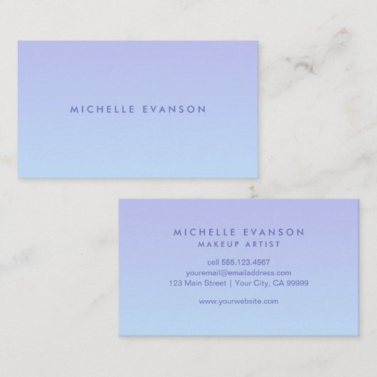Paarse Periwinkle Blue Gradient Modern Visitekaartje (Voorkant / Achterkant)