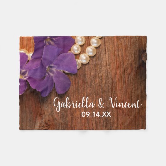 Paarse Periwinkle en parellanzen: landelijk huweli Fleece Deken (Voorkant (Horizontaal))