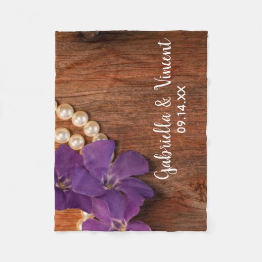 Paarse Periwinkle en parellanzen: landelijk huweli Fleece Deken (Voorkant)