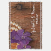 Paarse Periwinkle Pearls Barn Wood Country Weddens Deken (Voorkant Verticaal)