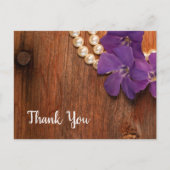 Paarse Periwinkle, Pearls en Barn Wood Dank u Briefkaart (Voorkant)