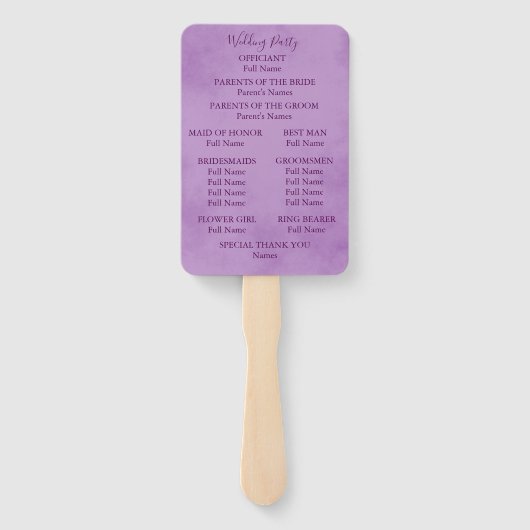 Paarse Perkament witte bloemen Handwaaier (Achterkant)