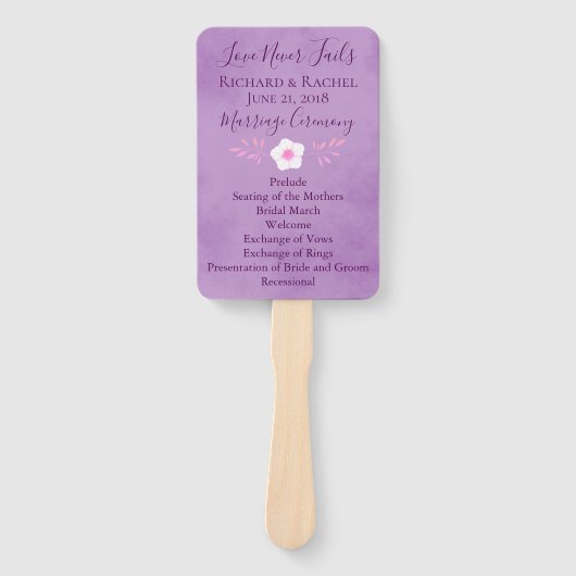 Paarse Perkament witte bloemen Handwaaier (Voorkant)