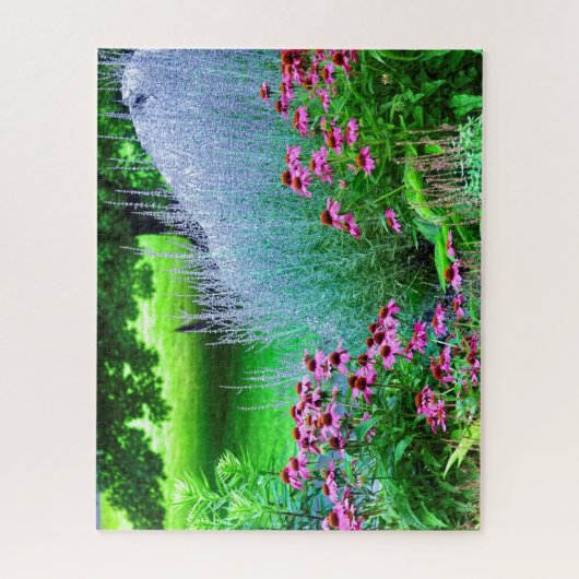 Paarse Perovskia en Echinacea Legpuzzel (Verticaal)