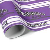 Paarse personaliseer Voetbal Cadeaupapier (Rol Hoek)
