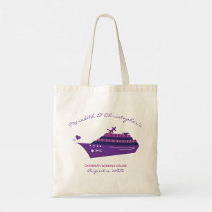 Paarse persoonlijke bruiloft tote bag