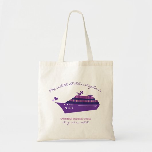 Paarse persoonlijke bruiloft tote bag (Voorkant)