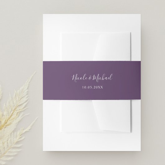 Paarse persoonlijke bruiloft uitnodigingen wikkel