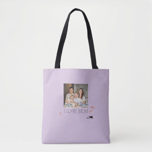 Paarse Persoonlijke Foto en Mohters Day Tote Bag (Voorkant)