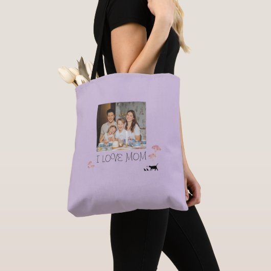 Paarse Persoonlijke Foto en Mohters Day Tote Bag (Dichtbij)