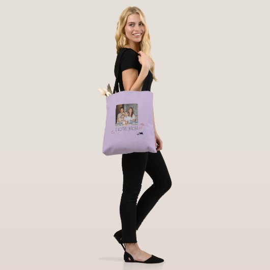 Paarse Persoonlijke Foto en Mohters Day Tote Bag (Op model)