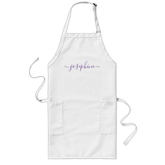 Paarse Persoonlijke manuscriptnaam volwassen schor Lang Schort (Voorkant)