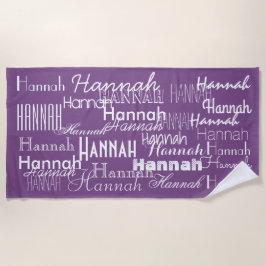 Paarse persoonlijke naam strandlaken