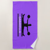 Paarse persoonlijke Silhouette Cheerleader Strandlaken (Voorkant)