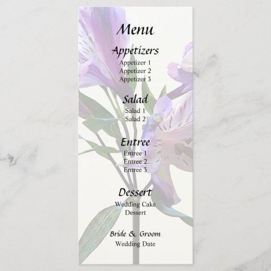 Paarse Peruaanse Lelie Menu (Voorkant)
