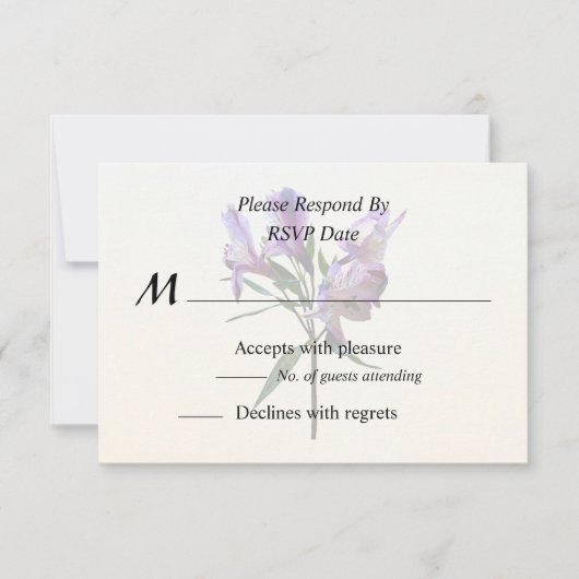 Paarse Peruaanse Lelie RSVP Kaartje (Voorkant)