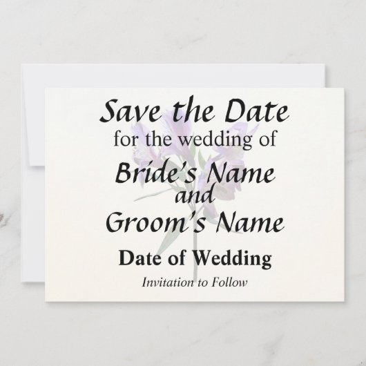 Paarse Peruaanse Lelie Save The Date (Voorkant)