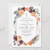 Paarse Perzik Bloemen Herfst Bevestigingsuitnodigi Kaart (Voorkant)