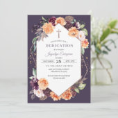 Paarse Perzik Bloemen Herfst Dedication Invitation Kaart (Staand voorkant)