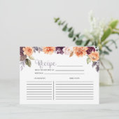 Paarse Perzik Bloemen Herfst Vrijgezellenfeest Rec Informatiekaartje (Staand voorkant)