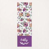 Paarse Perzik Bloemen Naam in Penseel Script Yogamat (Voorkant)