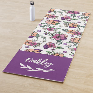 Paarse Perzik Bloemen Naam in Penseel Script Yogamat