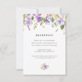 paarse & perzik bloemenbruiloft receptie kaart (Voorkant)