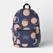 Paarse & Perzik Geometrische Cirkels Monogram Init Bedrukte Rugzak (Voorkant)