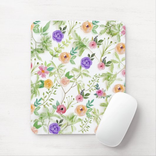 Paarse Perzik Roze Bloem Bloemen Groen Muismat (Met muis)