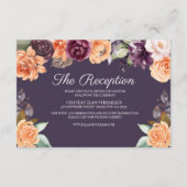 Paarse perzik val bruiloft receptie behuizing Kaar Informatiekaartje (Voorkant)