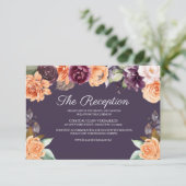 Paarse perzik val bruiloft receptie behuizing Kaar Informatiekaartje (Staand voorkant)