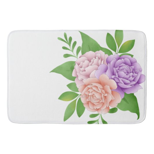 PAARSE & PERZIKBLOEMEN BADMAT (Voorkant)