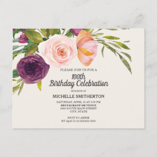 Paarse Perzische Perzische Ivory 100e verjaardag Briefkaart