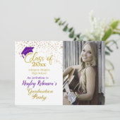 Paarse Pet Fotogradatiepartij Uitnodiging (Staand voorkant)