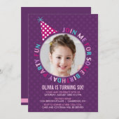 Paarse Pet Kinderen Birthday Party - Uitnodiging (Voorkant / Achterkant)