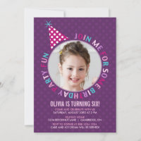 Paarse Pet Kinderen Birthday Party - Uitnodiging