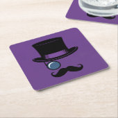 Paarse Pet Monocle Snor Onderzetter Set (Schuin)