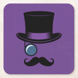 Paarse Pet Monocle Snor Onderzetter Set