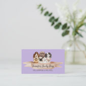 Paarse Pet Sitter Boutique Grooming Dogs Visitekaartje (Staand voorkant)