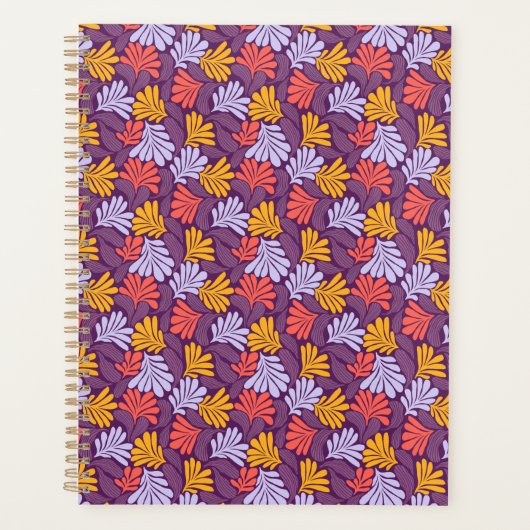 Paarse Petal Pattern Spiral Journal Planner (Voorkant)