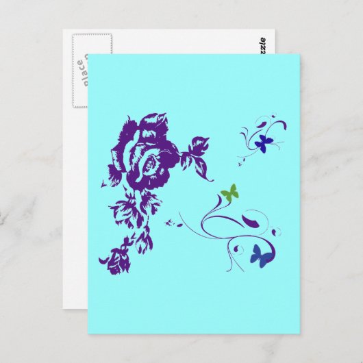 Paarse Petals Briefkaart (Voorkant / Achterkant)