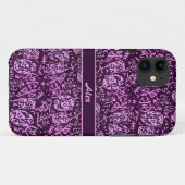 Paarse petroglyphs (aanpasbaar) Case-Mate iPhone case (Achterkant (horizontaal))