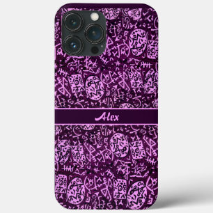 Paarse petroglyphs (aanpasbaar) Case-Mate iPhone case