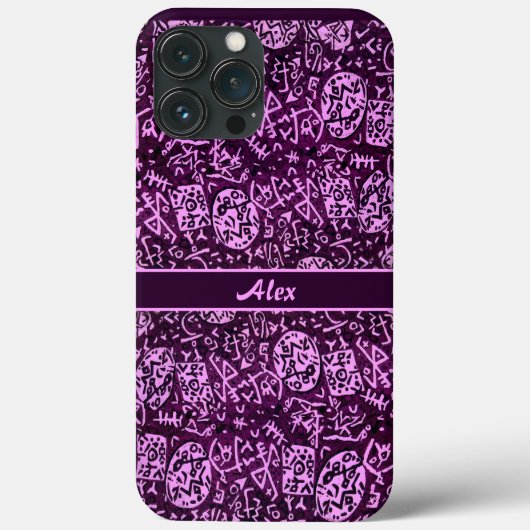 Paarse petroglyphs (aanpasbaar) Case-Mate iPhone case (Achterkant)