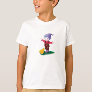 Paarse Petten kabouter met blauw haar en peer T-shirt